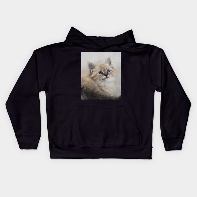 Portrait of Neva Masquerade kitten Kids Hoodie by lena-maximova